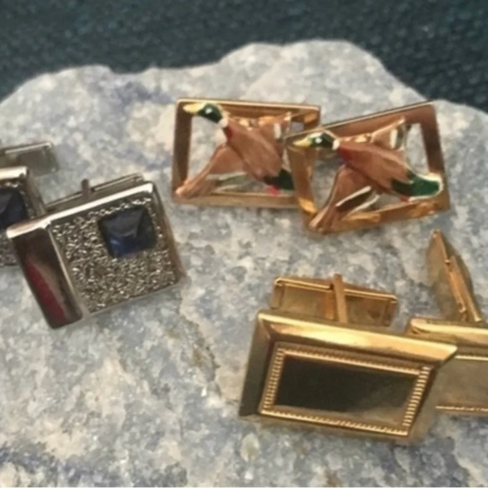 JUST LOOK Vintage Cuff Links Tie Tacks and Tie Clips